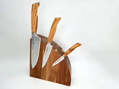 Messermeister Oliva Luxe 3 knives set with magnetic knife block - Knives Studio