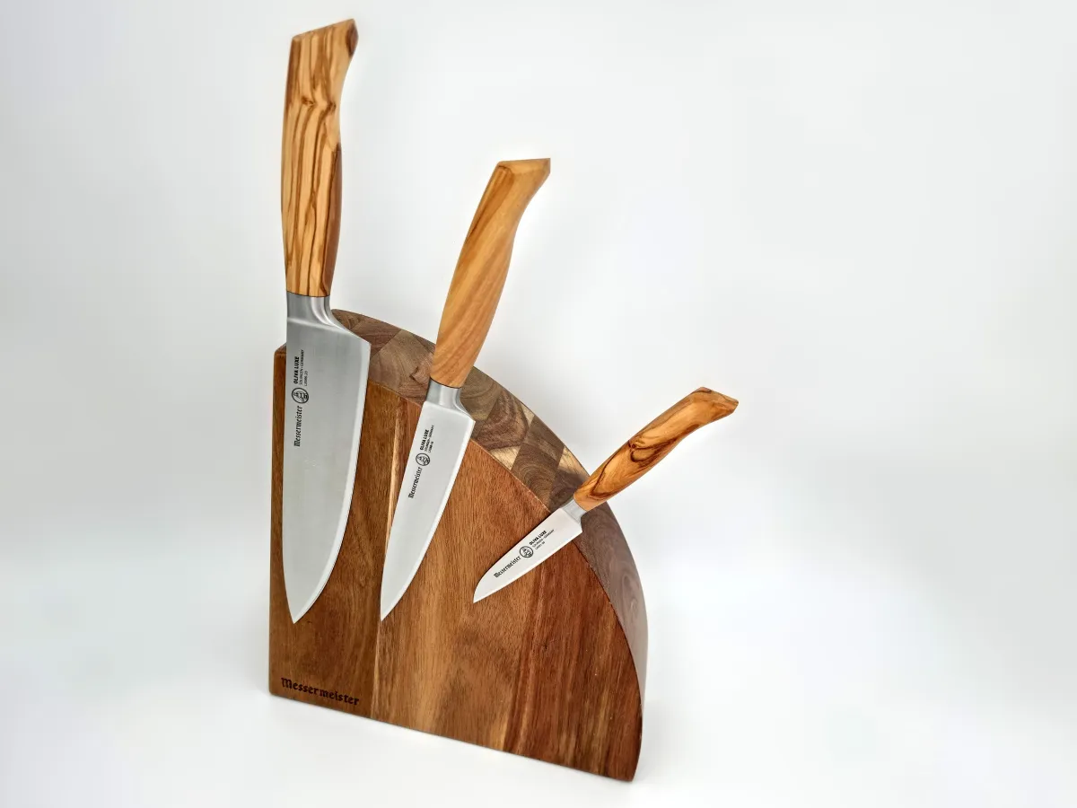 Messermeister Oliva Luxe 3 knives set with magnetic knife block - Knives Studio