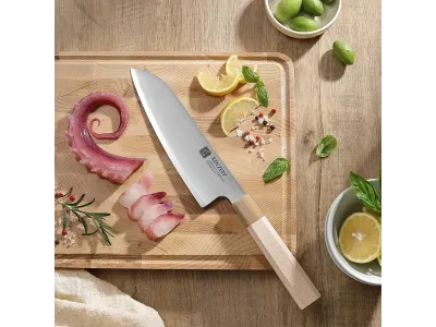 Nóż Santoku Xinzuo PM8M Zhen Series 184 mm (7.2”) – Aogami No 2, 3 Warstwy