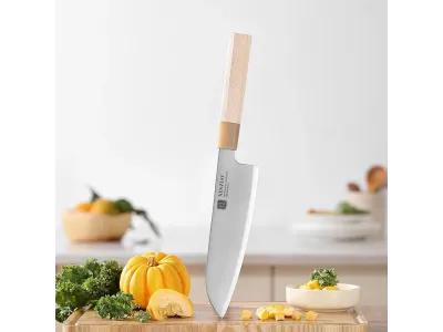 Xinzuo PM8M Zhen Series Santokumes 184 mm (7.2”) – Aogami #2, 3-Laags