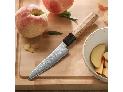 Univerzální Nůž Hezhen PM8B Retro Series 134 mm (5.3”) – Aogami No 2, Damašková ocel