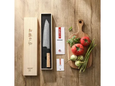 Hezhen PM8B Retro Series Bunka Mes 215 mm (8,5”) – Aogami No 2, Damast